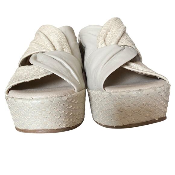 Matisse Cavalli Tan Leather Wedge Platform Slide Heel size 9 - Picture 4 of 11